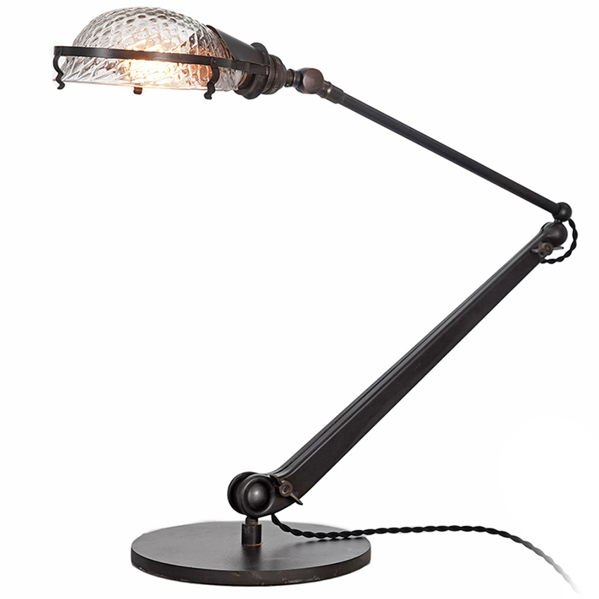 Articulated Quilted Glass Desk Lamp Early Electrics