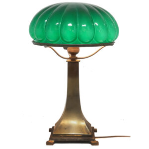 Fluted Mushroom Emerald Green over White Sandwich Glass Desk Damp