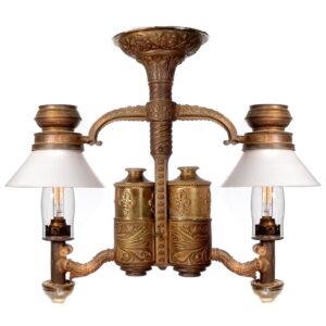 Very Rare 1800s Adams & Westlake Railroad Dining Car Double Chandelier