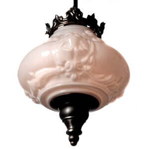 Collection of Small Ornate Milk Glass Pendents