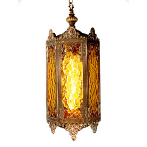 Early Decorative Amber Glass Gothic Pendent