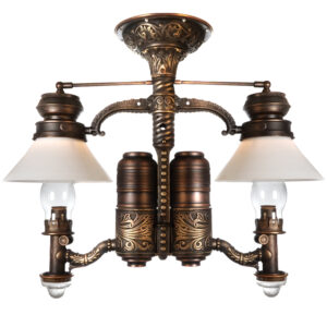 Very Rare and Ornate 1800s Adams & Westlake Railroad Dining Car Chandelier