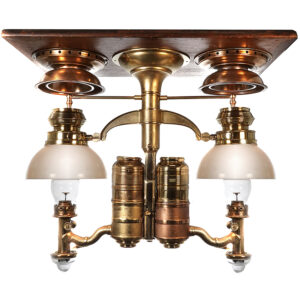 1800s Adams & Westlake Railroad Dining Car Chandelier Plus Smoke Catchers