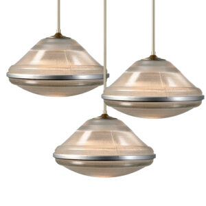 Collection of Large Shallow Cone over Dish Holophane Pendents