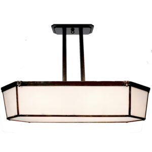 Early Bauhaus Chandelier, Milk Glass, Heavy Bronze