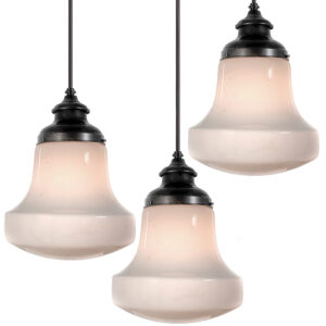 Collection of Simple and Elegant Milk Glass School House Pendents