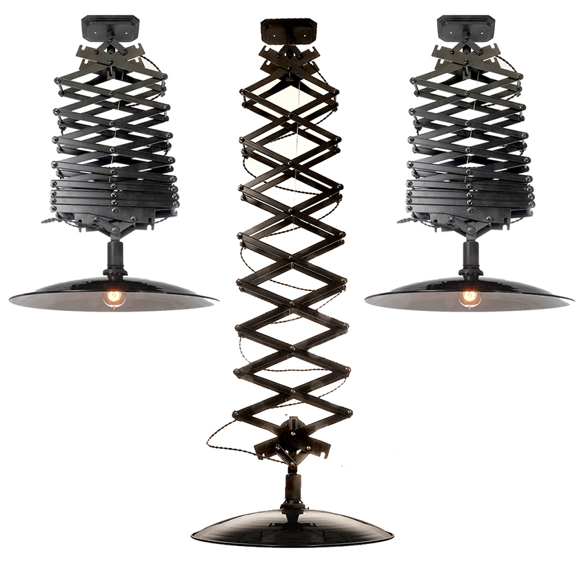 Ceiling Pull-Down Scissor Lamp – 20 inch Porcelain Shade