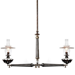 Crystal Ball Long Arm Double Oil/Gas Lamp