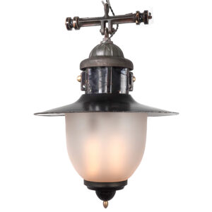 Dog Bone Street Lamp with Large Frosted Acorn Shade