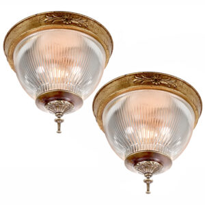 Matching Pair of Early Flush Mounted Holophanes