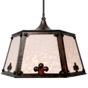 Arts and Crafts Hex Pendent - Hammered Finish