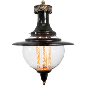 Large Globe Street Lamp with Floral Detail.