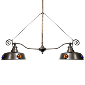 Unique Jeweled Double Shade Gas Chandelier