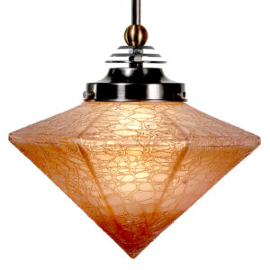 High Style Art Deco Pendent with Art Glass Shade