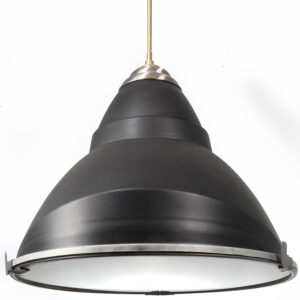 Dramatic 24 Inch Diameter Glass Bottom Aluminum Dome Chandelier