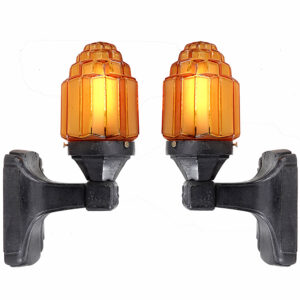 Deco Amber Skyscraper Sconces - Matching Pair
