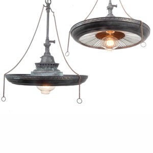 Matching Pair of Mirrored Ring Welsbach Gas Lamps