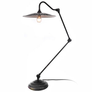 Articulating Table Lamp with Rare Enamel Speckle Ware Shade