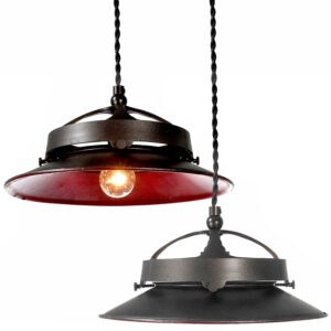 Matching Pair of Railroad Red Porcelain Signal Light Pendents