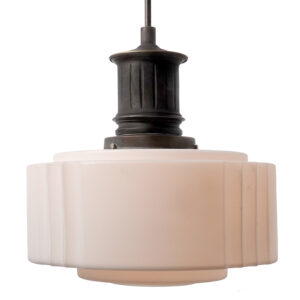 Elegant Frosted Milk Glass Drum Pendent
