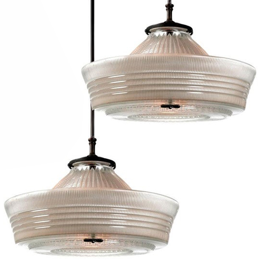 Matching Pair of Rare Sailor Hat Holophane Pendants