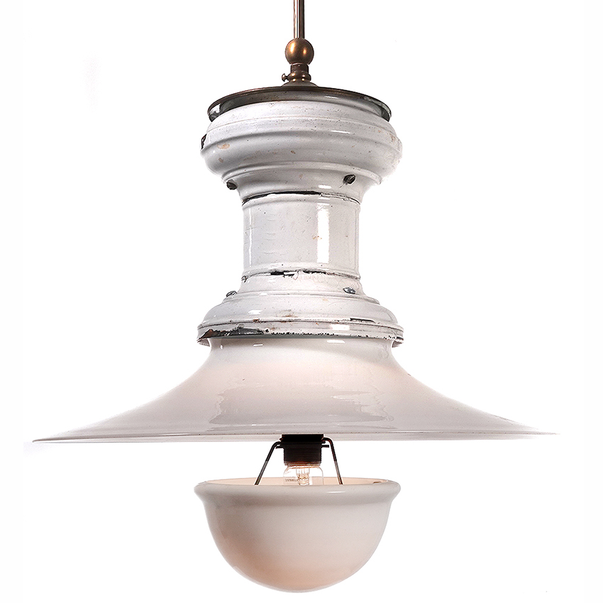 Humphrey White Porcelain and Milk Glass Converted Gas Lamp