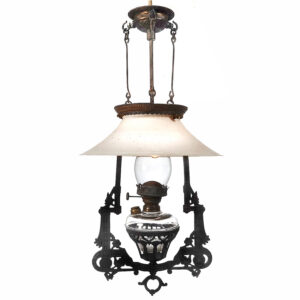 Electrified 1876 Bradley and Hubbard Oil Lamp