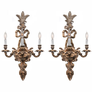 Large Regal Three Light Wall Sconces- Pair