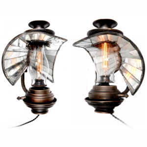 Pair of Adams and Westlake Railroad Sconces With Rare Wheeler Shades
