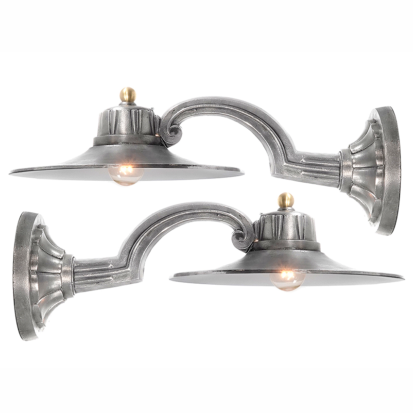 1930s Art Deco Aluminum Service Station Sconces – Matching Pair
